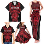 Custom Basketball New Zealand Family Matching Tank Maxi Dress and Hawaiian Shirt Red Maori Ta Moko Indigenous - Aussie Hoodie