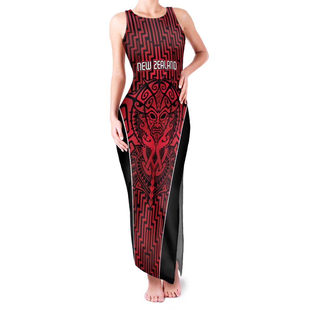 Custom Basketball New Zealand Family Matching Tank Maxi Dress and Hawaiian Shirt Red Maori Ta Moko Indigenous - Aussie Hoodie
