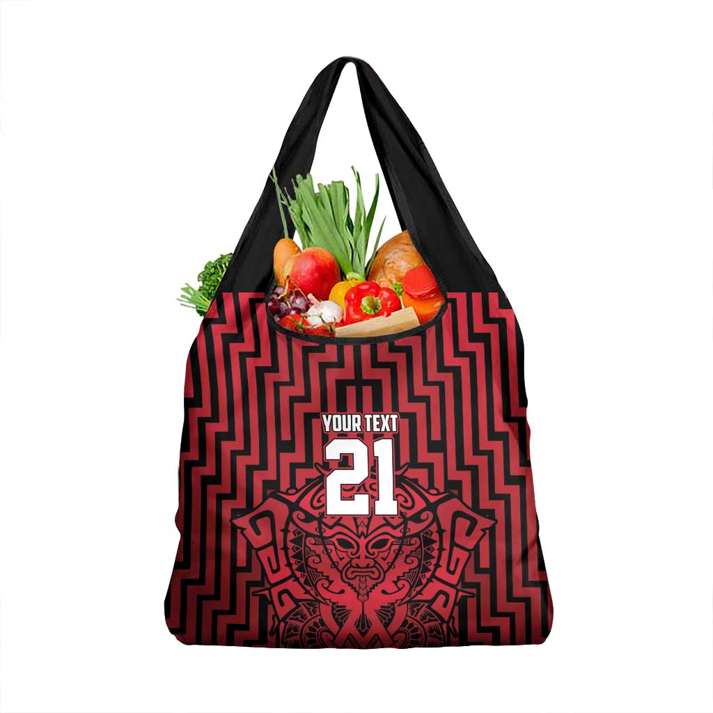 Custom Basketball New Zealand Grocery Bag Red Maori Ta Moko Indigenous - Aussie Hoodie