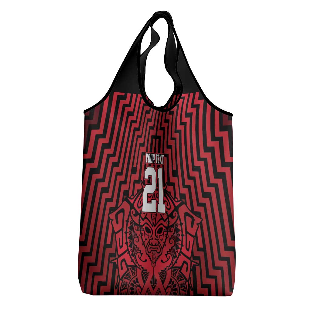 Custom Basketball New Zealand Grocery Bag Red Maori Ta Moko Indigenous - Aussie Hoodie