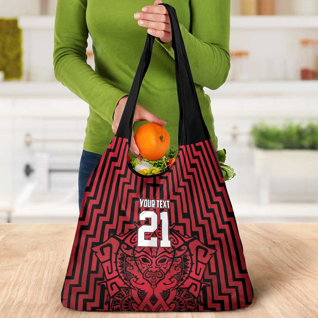 Custom Basketball New Zealand Grocery Bag Red Maori Ta Moko Indigenous - Aussie Hoodie