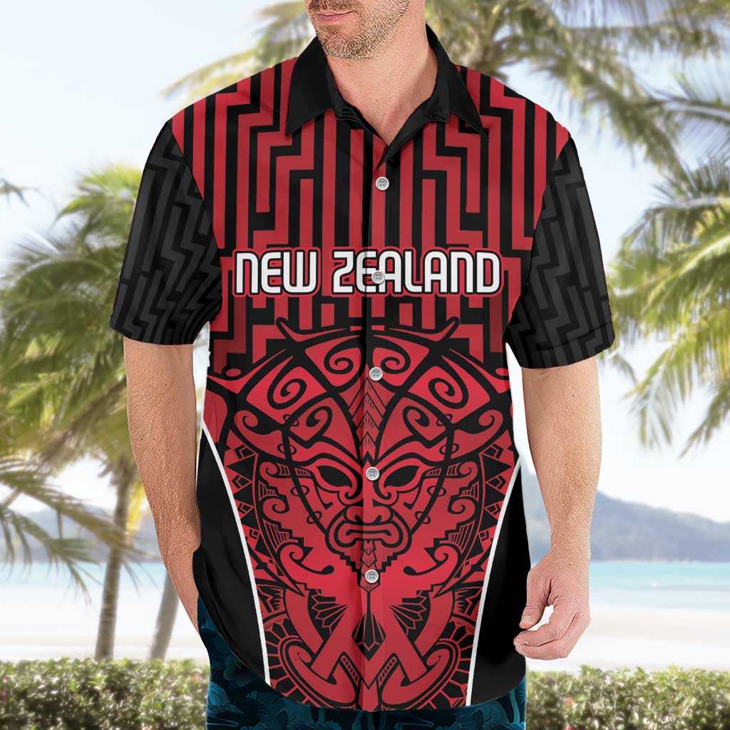 Custom Basketball New Zealand Hawaiian Shirt Red Maori Ta Moko Indigenous - Aussie Hoodie
