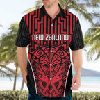 Custom Basketball New Zealand Hawaiian Shirt Red Maori Ta Moko Indigenous - Aussie Hoodie
