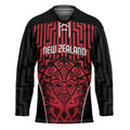 Custom Basketball New Zealand Hockey Jersey Red Maori Ta Moko Indigenous - Aussie Hoodie