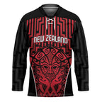Custom Basketball New Zealand Hockey Jersey Red Maori Ta Moko Indigenous - Aussie Hoodie