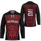 Custom Basketball New Zealand Hockey Jersey Red Maori Ta Moko Indigenous - Aussie Hoodie