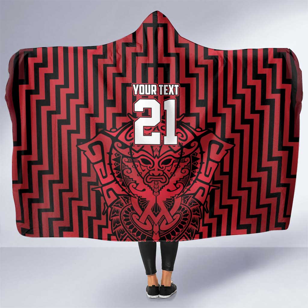 Custom Basketball New Zealand Hooded Blanket Red Maori Ta Moko Indigenous - Aussie Hoodie