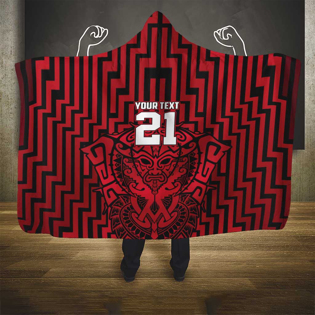 Custom Basketball New Zealand Hooded Blanket Red Maori Ta Moko Indigenous - Aussie Hoodie