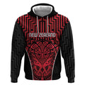 Custom Basketball New Zealand Hoodie Red Maori Ta Moko Indigenous - Aussie Hoodie