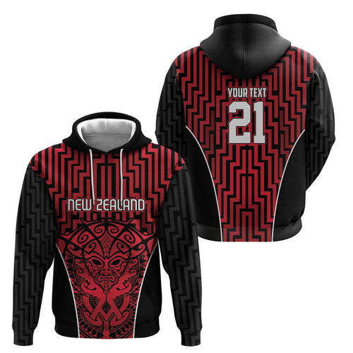 Custom Basketball New Zealand Hoodie Red Maori Ta Moko Indigenous - Aussie Hoodie