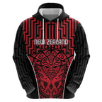 Custom Basketball New Zealand Hoodie Red Maori Ta Moko Indigenous - Aussie Hoodie