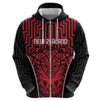 Custom Basketball New Zealand Hoodie Red Maori Ta Moko Indigenous - Aussie Hoodie