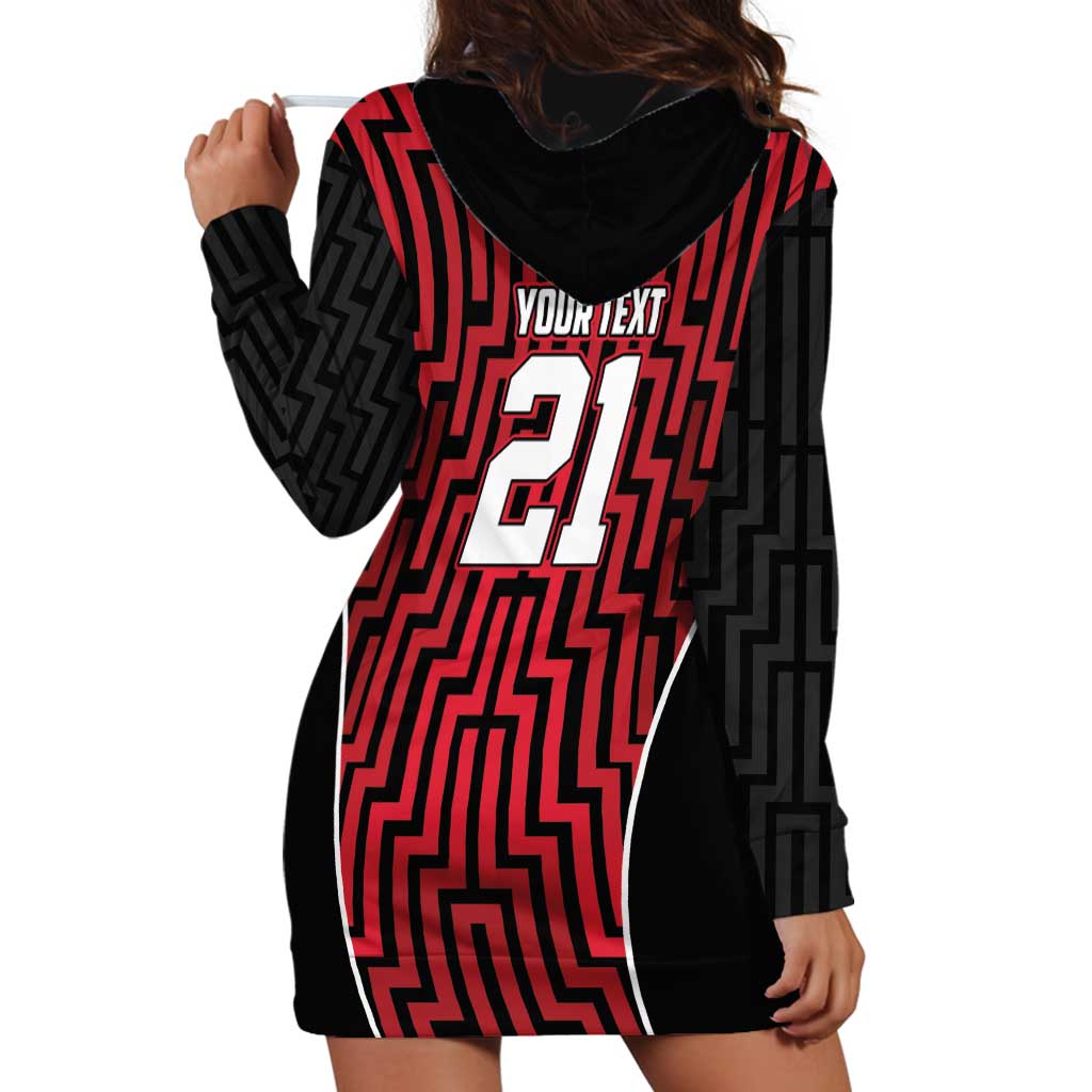 Custom Basketball New Zealand Hoodie Dress Red Maori Ta Moko Indigenous - Aussie Hoodie