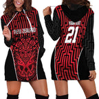 Custom Basketball New Zealand Hoodie Dress Red Maori Ta Moko Indigenous - Aussie Hoodie