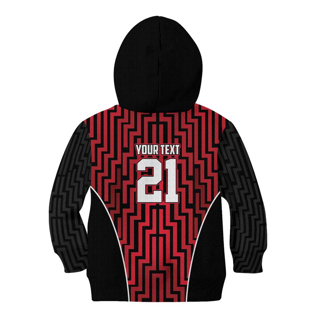 Custom Basketball New Zealand Kid Hoodie Red Maori Ta Moko Indigenous - Aussie Hoodie