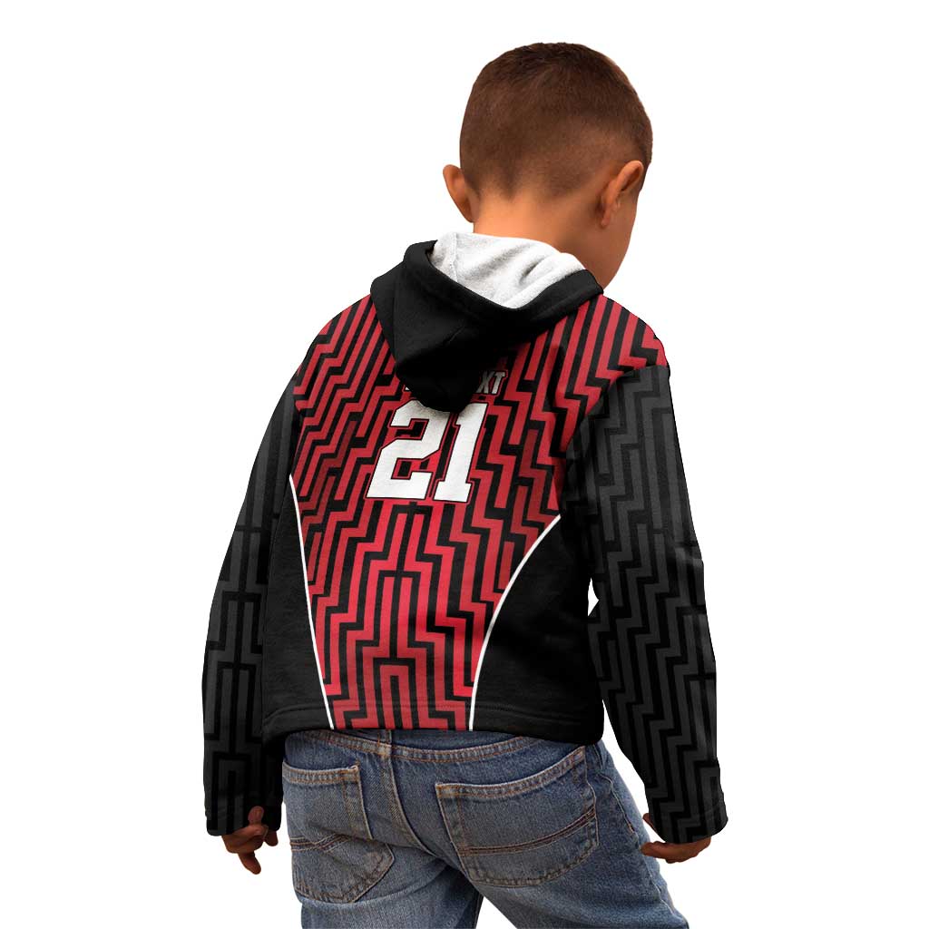 Custom Basketball New Zealand Kid Hoodie Red Maori Ta Moko Indigenous - Aussie Hoodie