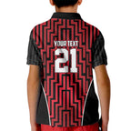 Custom Basketball New Zealand Kid Polo Shirt Red Maori Ta Moko Indigenous - Aussie Hoodie