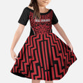 Custom Basketball New Zealand Kid Short Sleeve Dress Red Maori Ta Moko Indigenous - Aussie Hoodie