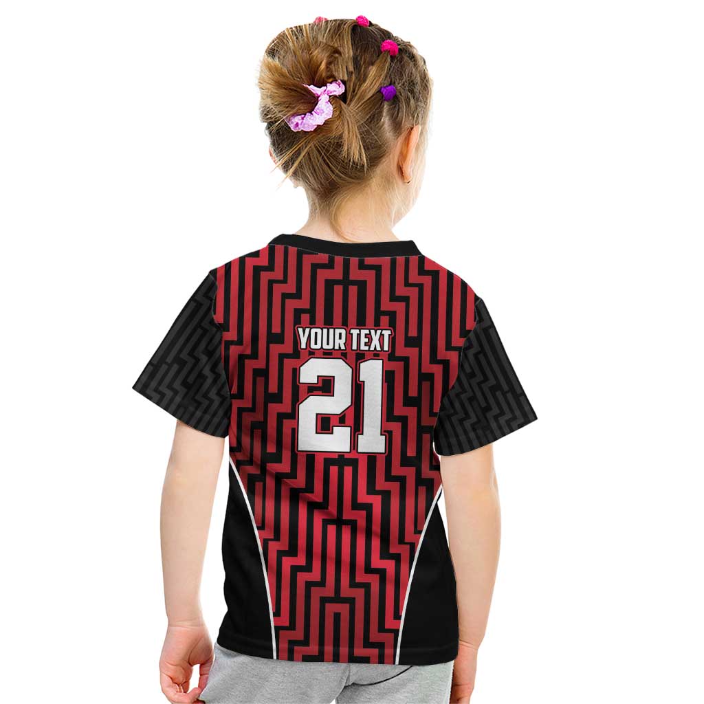 Custom Basketball New Zealand Kid T Shirt Red Maori Ta Moko Indigenous - Aussie Hoodie