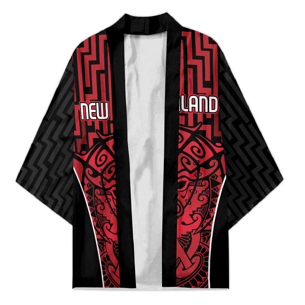 Custom Basketball New Zealand Kimono Red Maori Ta Moko Indigenous - Aussie Hoodie