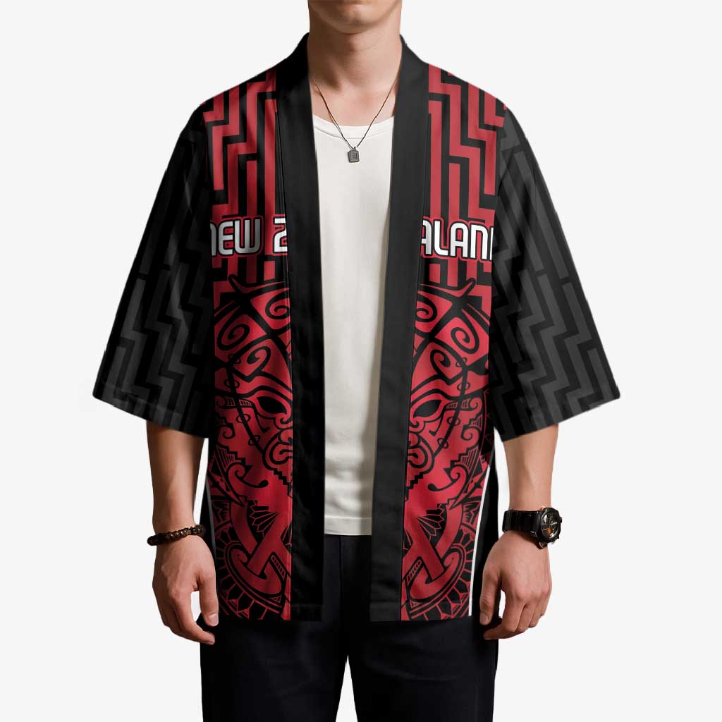 Custom Basketball New Zealand Kimono Red Maori Ta Moko Indigenous - Aussie Hoodie