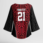 Custom Basketball New Zealand Kimono Sleeve Blouse Red Maori Ta Moko Indigenous - Aussie Hoodie