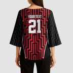 Custom Basketball New Zealand Kimono Sleeve Blouse Red Maori Ta Moko Indigenous - Aussie Hoodie