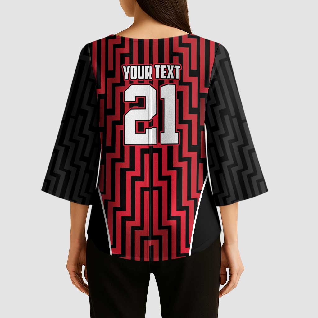 Custom Basketball New Zealand Kimono Sleeve Blouse Red Maori Ta Moko Indigenous - Aussie Hoodie