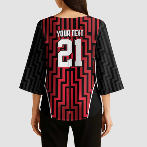 Custom Basketball New Zealand Kimono Sleeve Blouse Red Maori Ta Moko Indigenous - Aussie Hoodie
