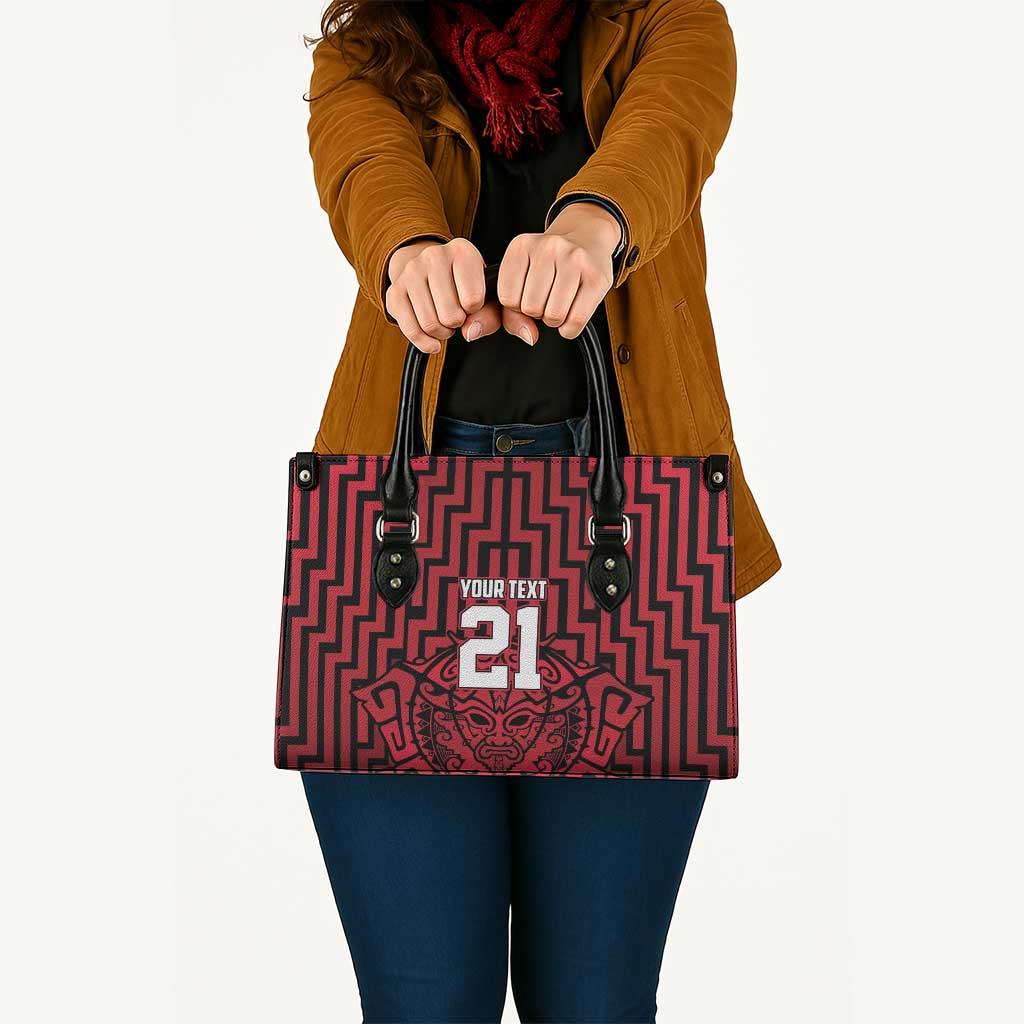 Custom Basketball New Zealand Leather Bag Red Maori Ta Moko Indigenous - Aussie Hoodie