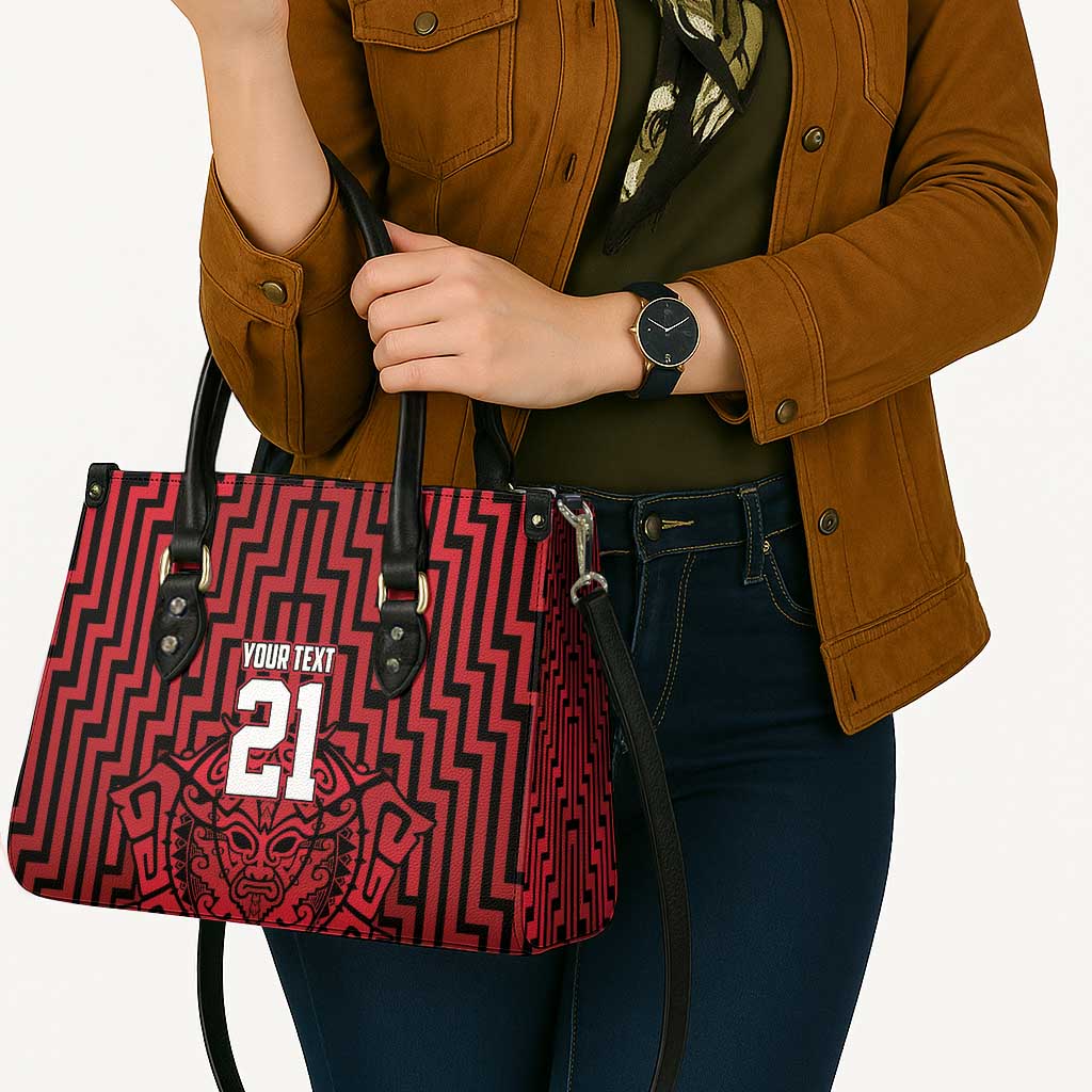 Custom Basketball New Zealand Leather Bag Red Maori Ta Moko Indigenous - Aussie Hoodie