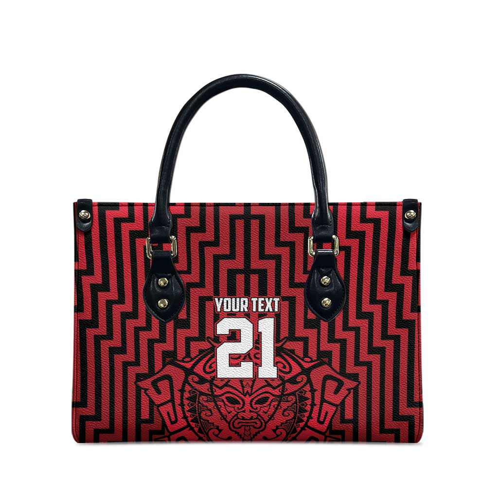 Custom Basketball New Zealand Leather Bag Red Maori Ta Moko Indigenous - Aussie Hoodie