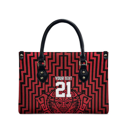 Custom Basketball New Zealand Leather Bag Red Maori Ta Moko Indigenous - Aussie Hoodie