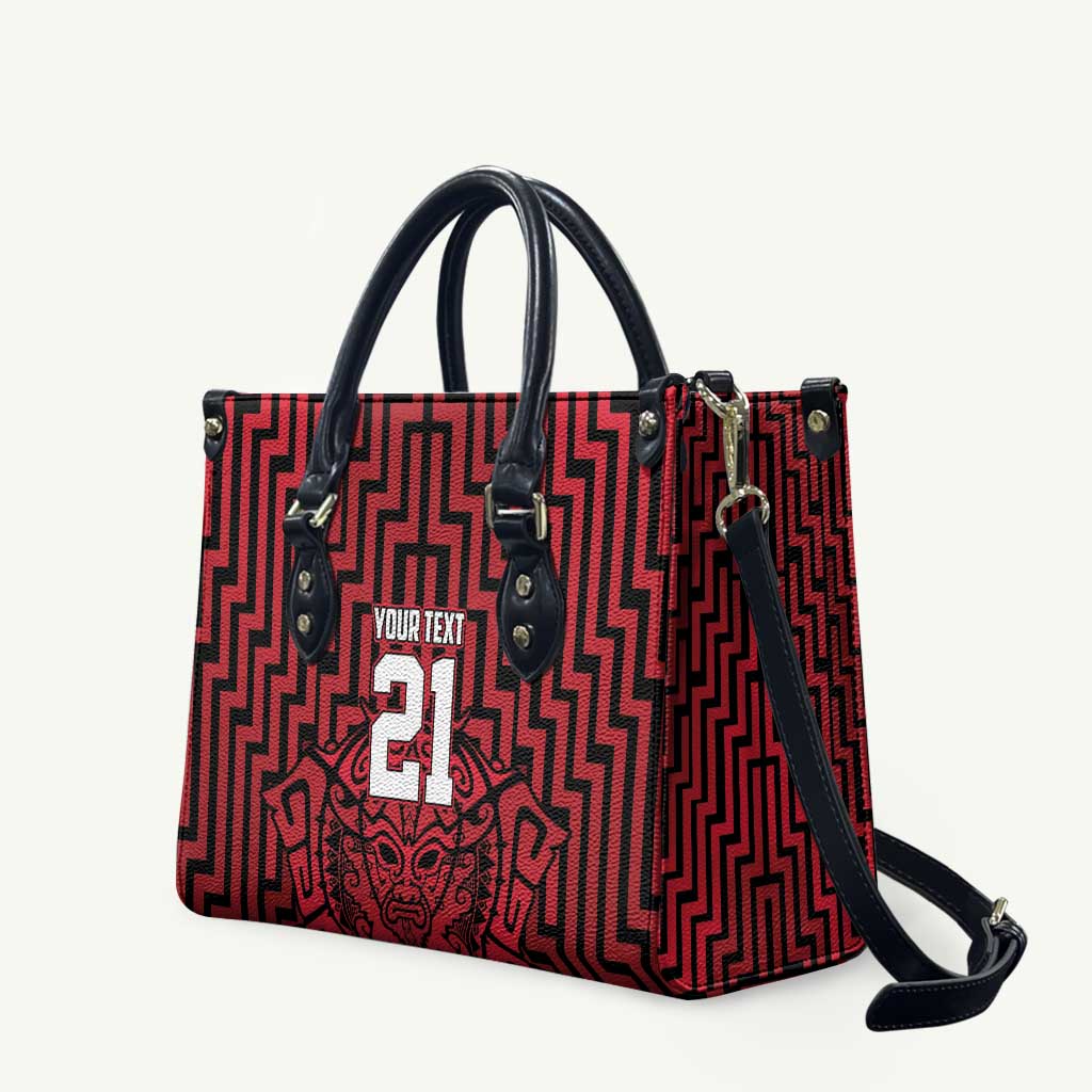 Custom Basketball New Zealand Leather Bag Red Maori Ta Moko Indigenous - Aussie Hoodie