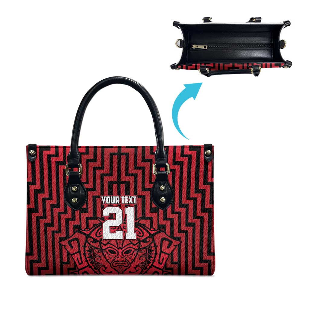 Custom Basketball New Zealand Leather Bag Red Maori Ta Moko Indigenous - Aussie Hoodie