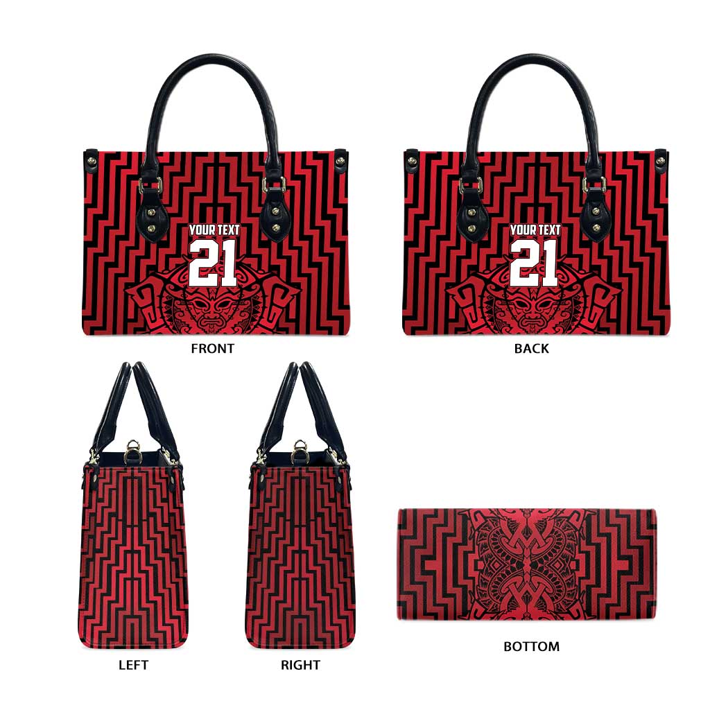 Custom Basketball New Zealand Leather Bag Red Maori Ta Moko Indigenous - Aussie Hoodie