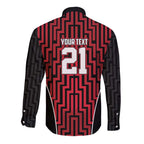 Custom Basketball New Zealand Long Sleeve Button Shirt Red Maori Ta Moko Indigenous - Aussie Hoodie