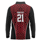 Custom Basketball New Zealand Long Sleeve Polo Shirt Red Maori Ta Moko Indigenous - Aussie Hoodie