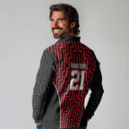 Custom Basketball New Zealand Long Sleeve Polo Shirt Red Maori Ta Moko Indigenous - Aussie Hoodie