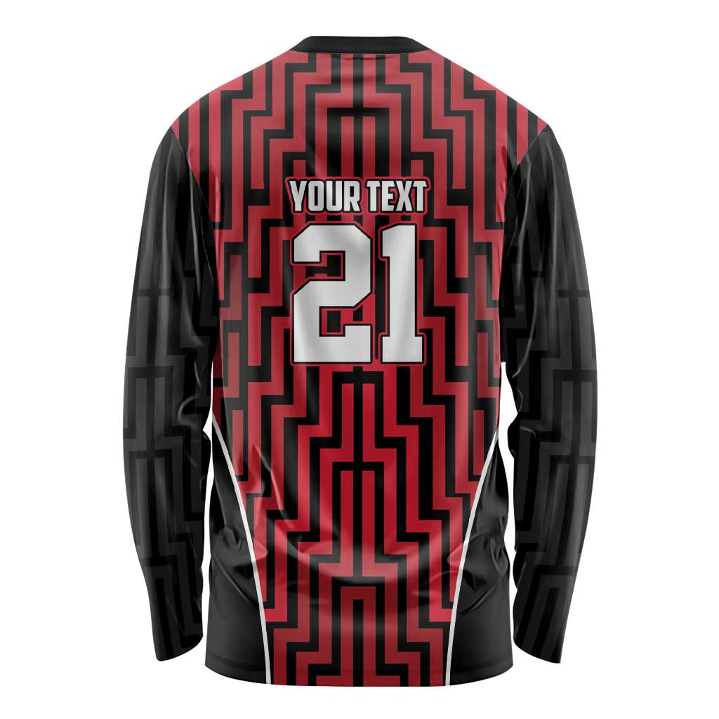 Custom Basketball New Zealand Long Sleeve Shirt Red Maori Ta Moko Indigenous - Aussie Hoodie