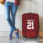 Custom Basketball New Zealand Luggage Cover Red Maori Ta Moko Indigenous - Aussie Hoodie