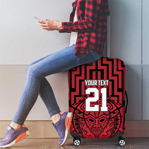Custom Basketball New Zealand Luggage Cover Red Maori Ta Moko Indigenous - Aussie Hoodie