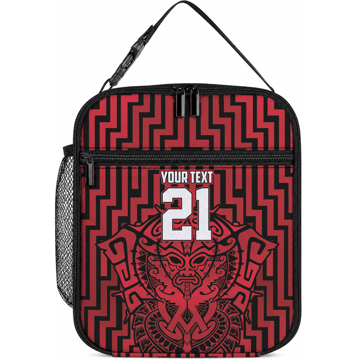 Custom Basketball New Zealand Lunch Bag Red Maori Ta Moko Indigenous