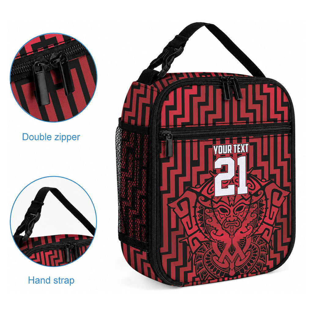 Custom Basketball New Zealand Lunch Bag Red Maori Ta Moko Indigenous