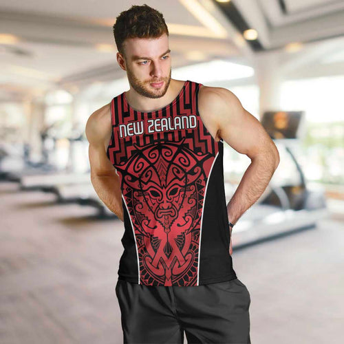Custom Basketball New Zealand Men Tank Top Red Maori Ta Moko Indigenous - Aussie Hoodie