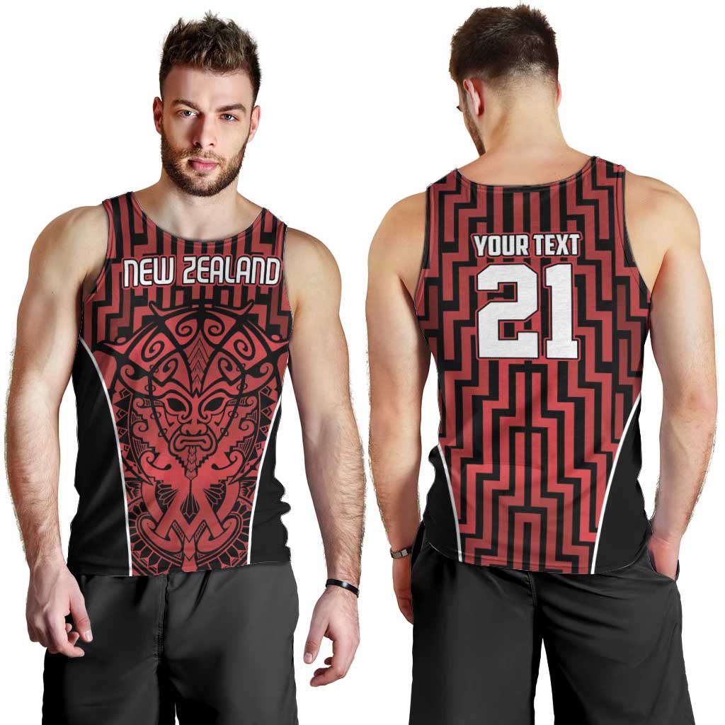 Custom Basketball New Zealand Men Tank Top Red Maori Ta Moko Indigenous - Aussie Hoodie