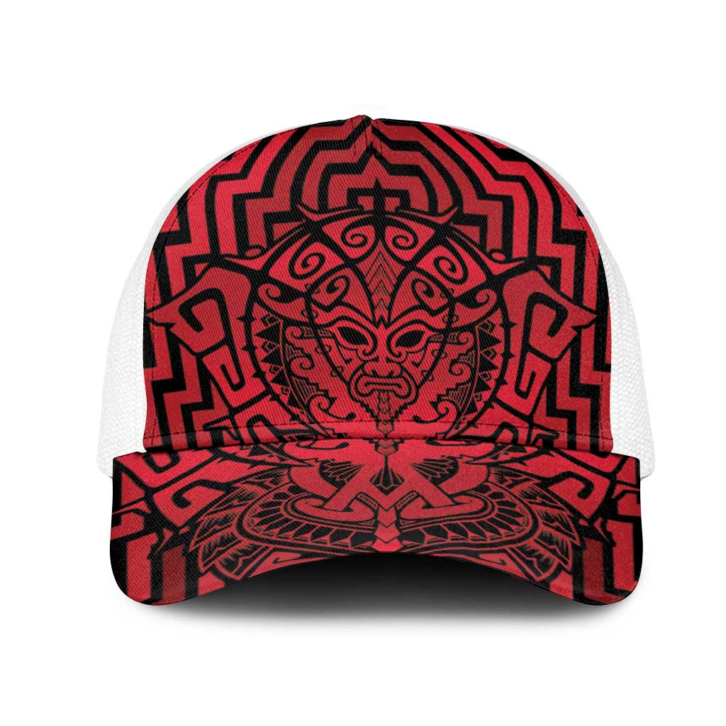 Basketball New Zealand Mesh Trucker Cap Red Maori Ta Moko Indigenous - Aussie Hoodie