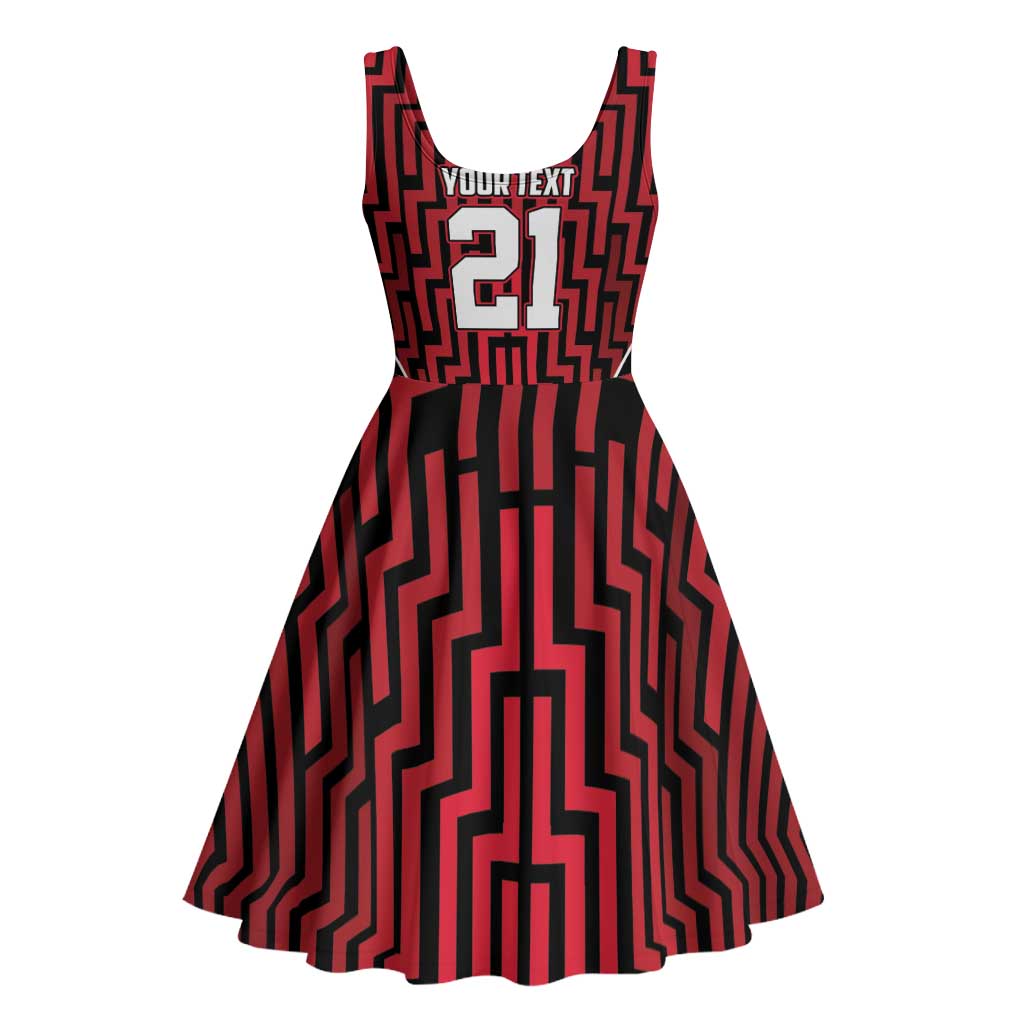 Custom Basketball New Zealand Midi Dress Red Maori Ta Moko Indigenous - Aussie Hoodie