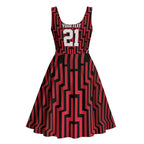 Custom Basketball New Zealand Midi Dress Red Maori Ta Moko Indigenous - Aussie Hoodie