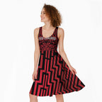 Custom Basketball New Zealand Midi Dress Red Maori Ta Moko Indigenous - Aussie Hoodie
